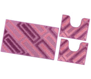 Tappeto Bagno Moderno Parure Set 3 Pezzi Soffice Shaggy Assorbente Antiscivolo Lavabile Rosa