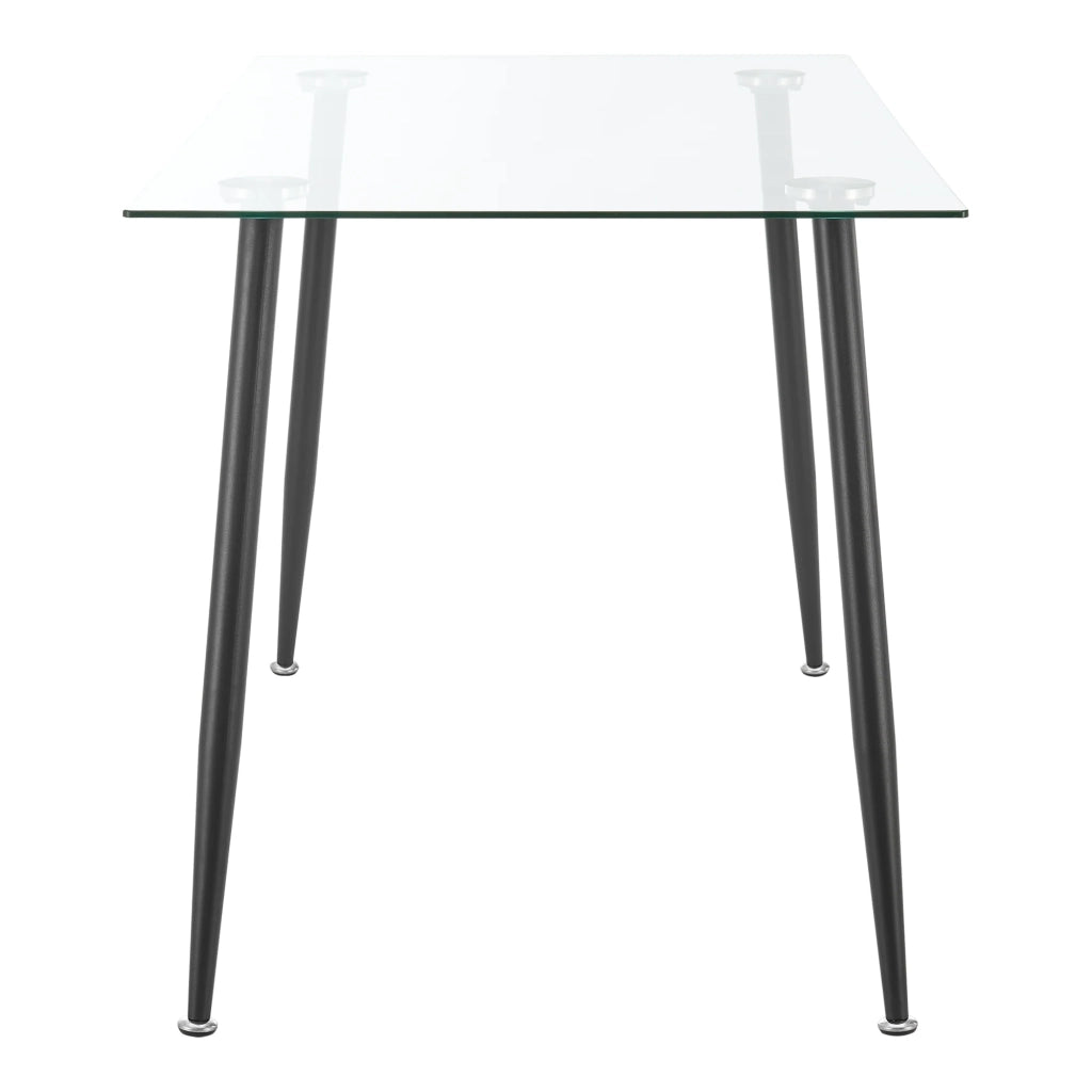 Tavolo da pranzo con piano in vetro temperato e acciaio 75 x 110 x 70 cm nero 03_0008702