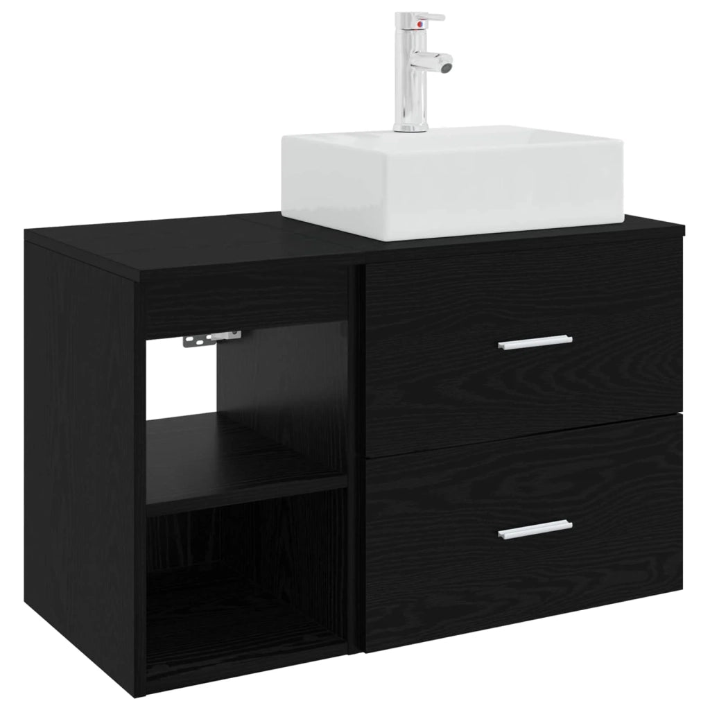 Set di mobili per il bagno 2 pcs Rovere Nero 3403889