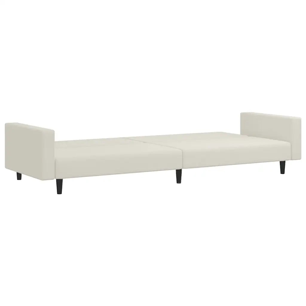 Divano Letto a 2 Posti Crema in Velluto 375946