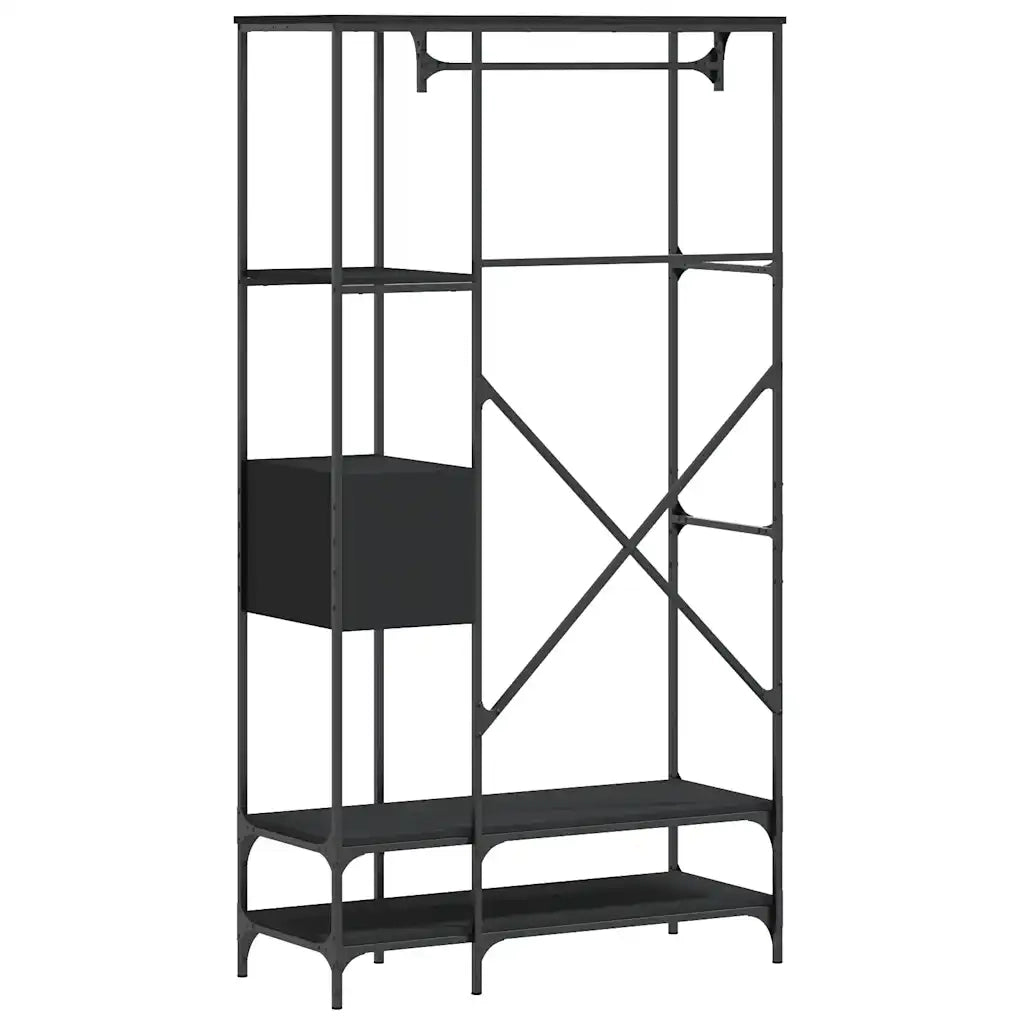 Appendiabiti con Scaffali Nero in Legno Multistrato CFW2899924