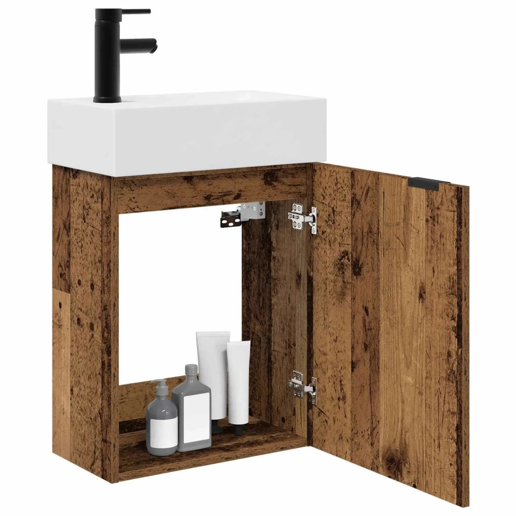 Mobile bagno con rubinetto Legno antico 45,5 x 22,5 x 84 cm