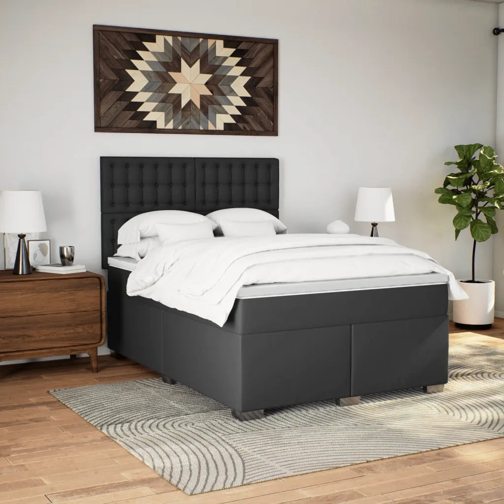 Giroletto a Molle con Materasso Nero 140x190 cm in Similpelle 3290720
