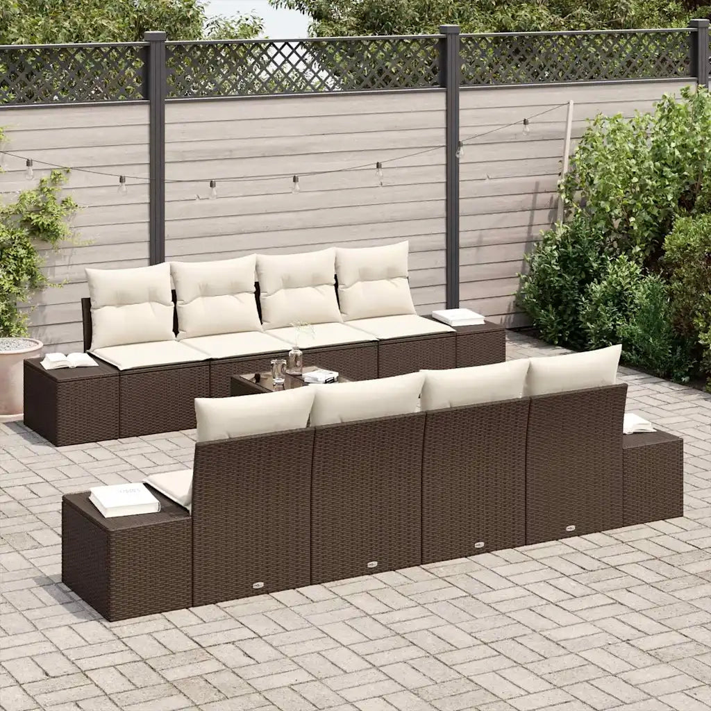 Set Divano da Giardino 8 pcs Marrone e Crema polyrattan 3355657