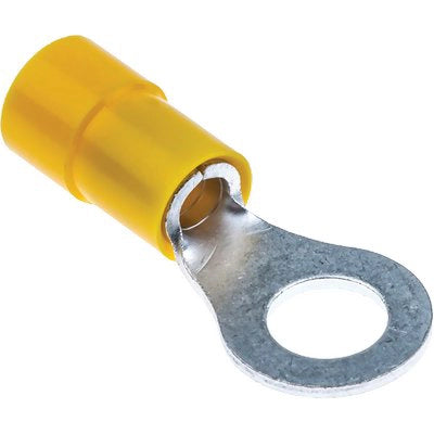 TERMINALE AD ANELLO A STRINGERE - GIALLO X CAVO MMQ 4,0/6,0 FORO MM 5,3 CF=PZ 10- 12 confezioni