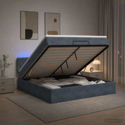 Letto Ottomano con Materasso e LED Grigio Scuro 140 x 190 cm 3457210