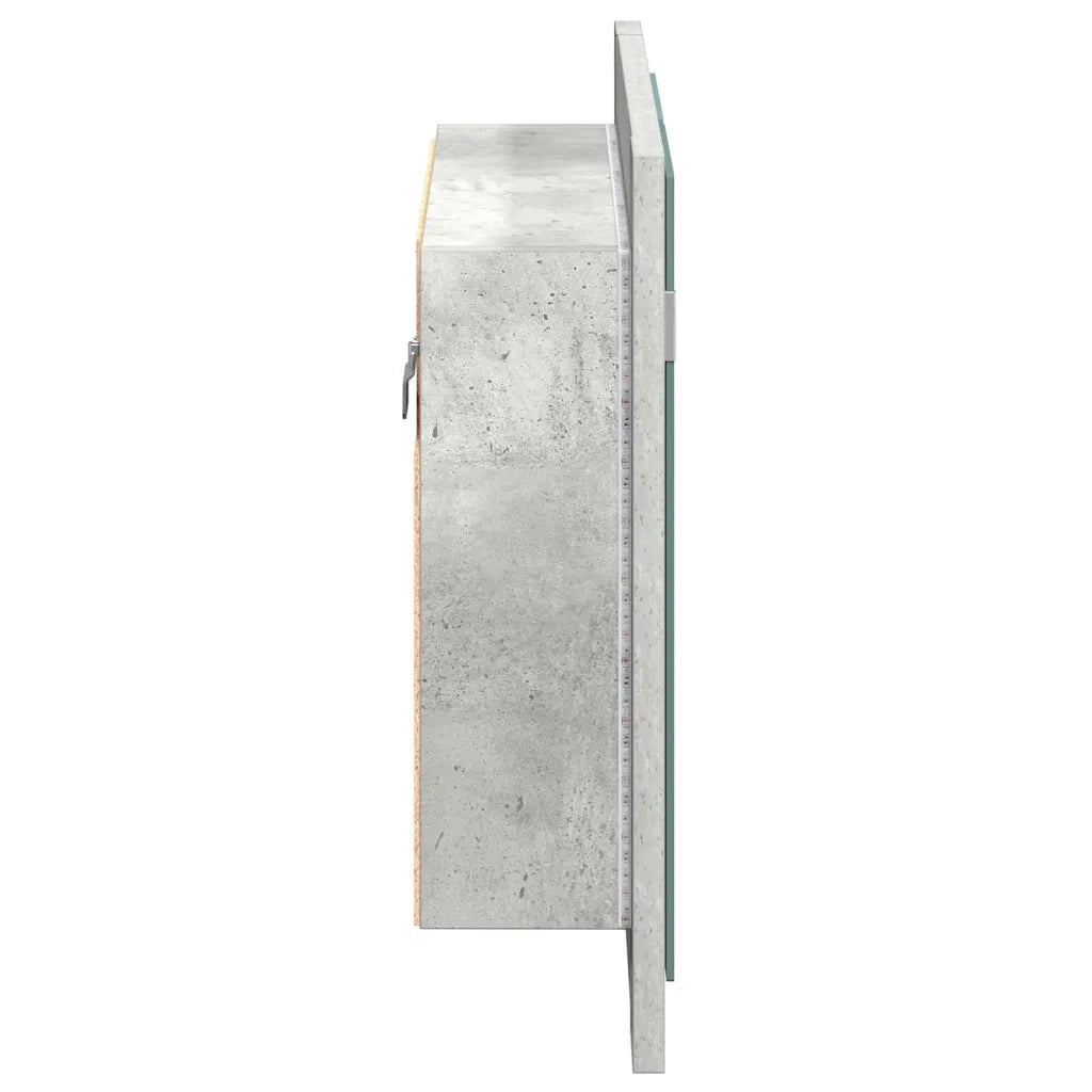 Armadietto a Specchio | Armadio da bagno con Luci LED Grigio Cemento in Acrilico