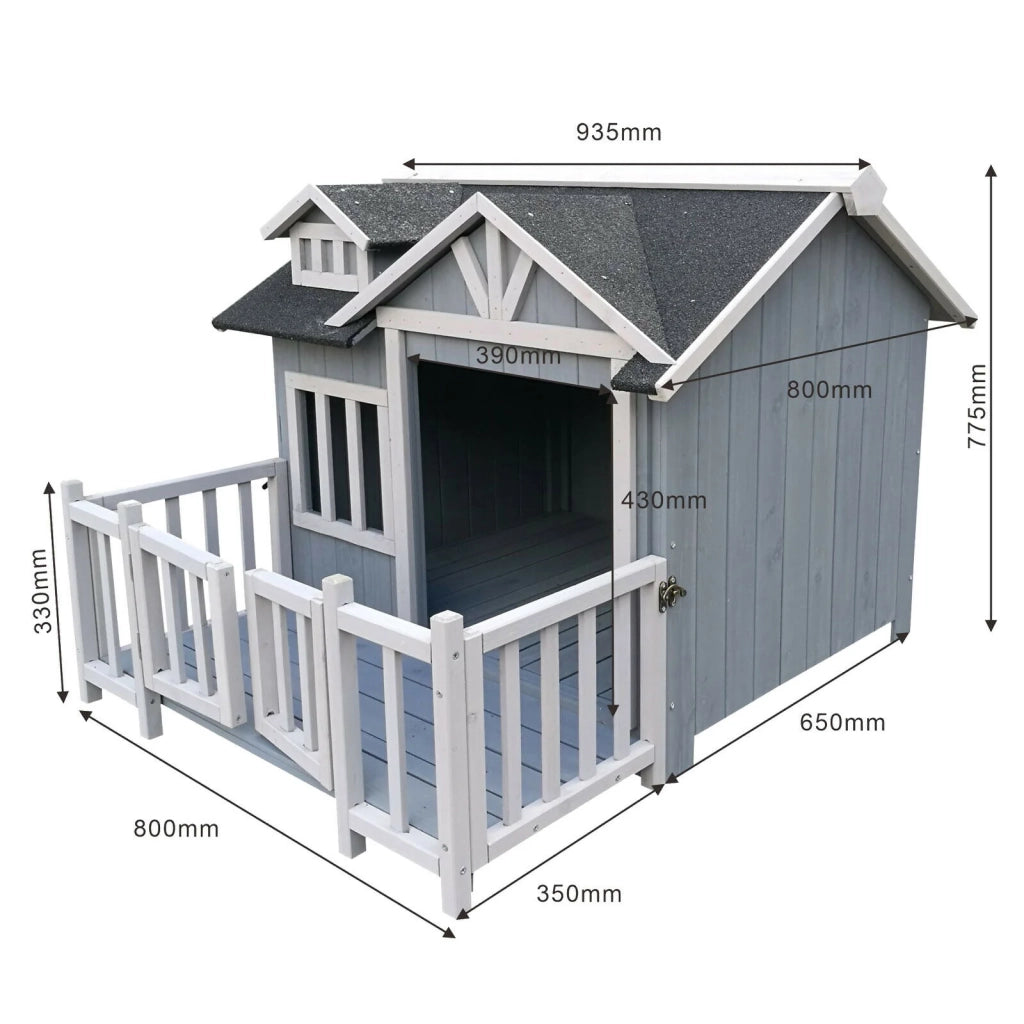 Cuccia per cani grigia casa di lusso XL legno balcone giardino terrazza cane 16_0002660