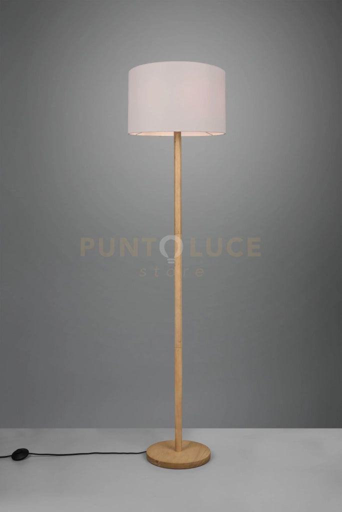 KORBA PIANTANA BASE LEGNO NATURALE CON PARALUME BIANCO H. 162CM 1 LUCE ATTACCO E27