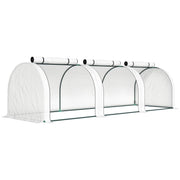 Serra a tunnel, 3 finestre con cerniere, struttura in acciaio, telone robusto, 295 x 100 x 80 cm, bianca