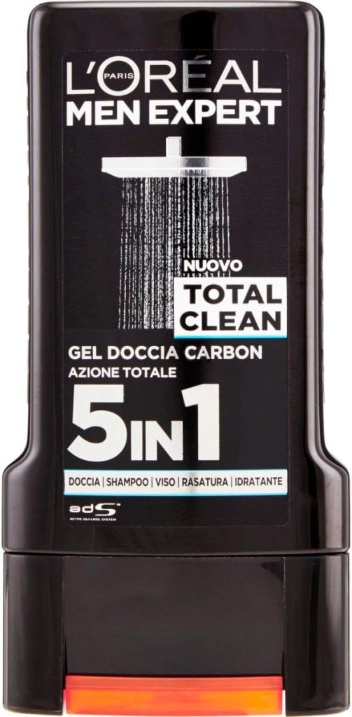 L'OREAL PARIS SET 6 PZ MEN EXPERT GEL PER DOCCIA DA 300ML TOTAL CLEAN AL CARBONE