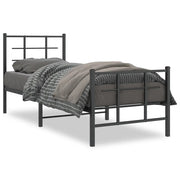 Letto singolo | Letto per adulti | Giroletto con Testiera e Pediera Metallo Nero 75x190 cm