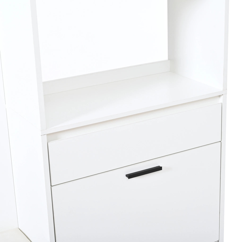 Guardaroba da ingresso 120x30x200 cm con panca imbottita e 10 ganci in MDF bianco