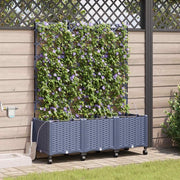 Vaso da Giardino con Irrigazione e Ruote 3 pz Grigio PP 3423093