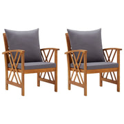 Sedie da Giardino con Cuscini 2 pz in Massello di Acacia cod mxl 13875