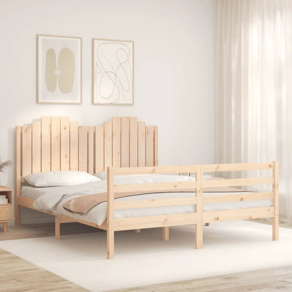 Giroletto con Testiera-Struttura Letto con testiera 160x200 cm in Legno Massello 631990