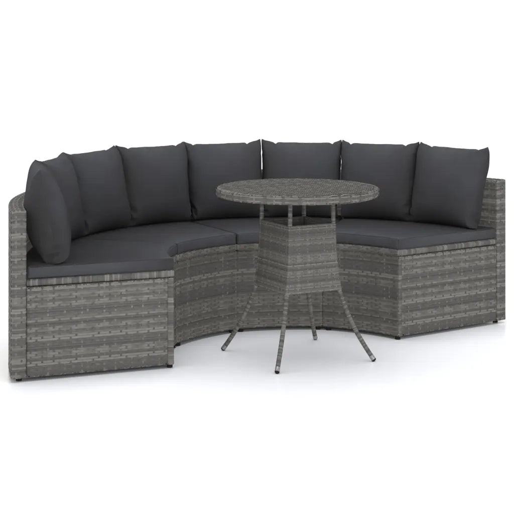 Set Divani da Giardino 5 pz con Cuscini in Polyrattan Grigio cod mxl 47911