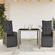 Set BistrÃ² da Giardino 3 pz con Cuscini in Polyrattan Grigio
