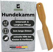 Hondenkam Ondervacht e Harkkam con Denti Lunghi (3cm) - Ontklitkam per Cani Ondervacht (Prodotto in Germania) - Rimuove con Efficienza i Nodi e le Klitten
