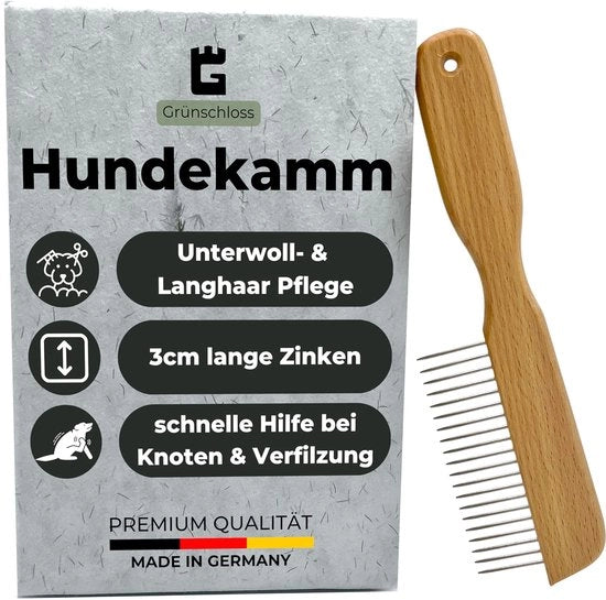 Hondenkam Ondervacht e Harkkam con Denti Lunghi (3cm) - Ontklitkam per Cani Ondervacht (Prodotto in Germania) - Rimuove con Efficienza i Nodi e le Klitten