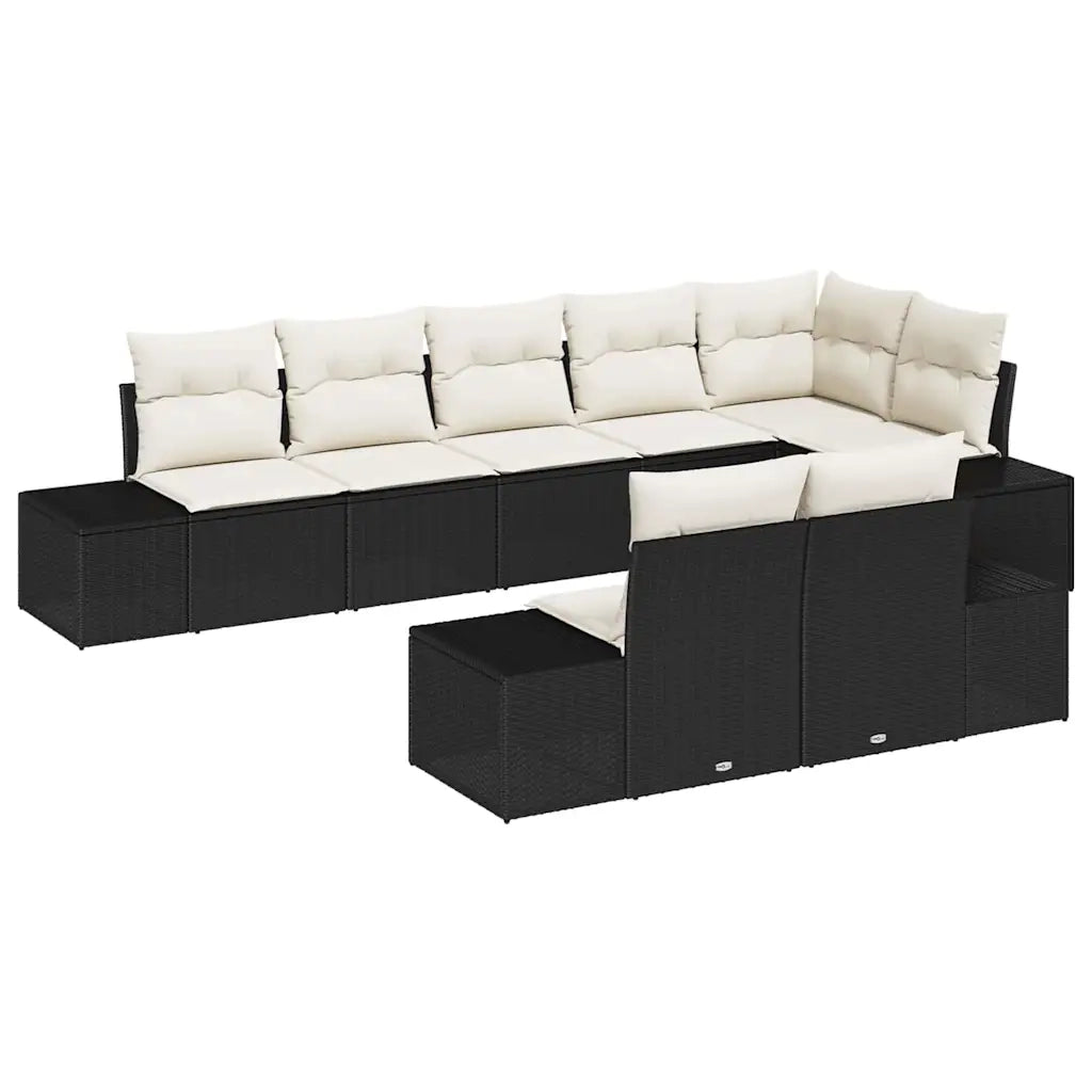 Set Divano da Giardino 8 pcs Nero e Crema polyrattan 3347107