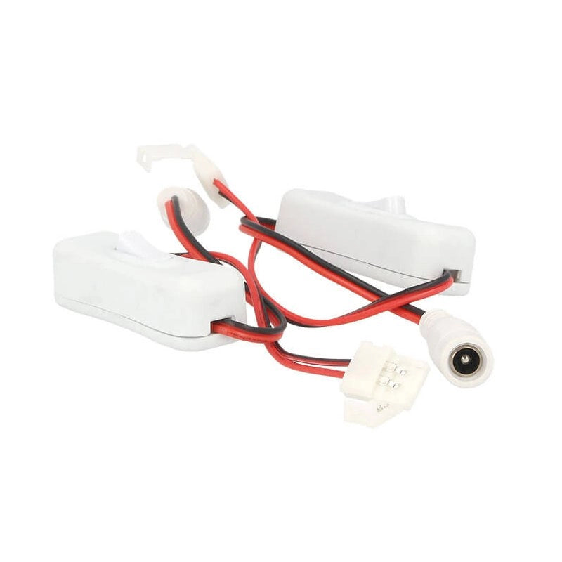 2 PZ Interruttori ON OFF con Connettore 8mm per Striscia LED e DC JACK Femmina 5,5mm x 2,1mm