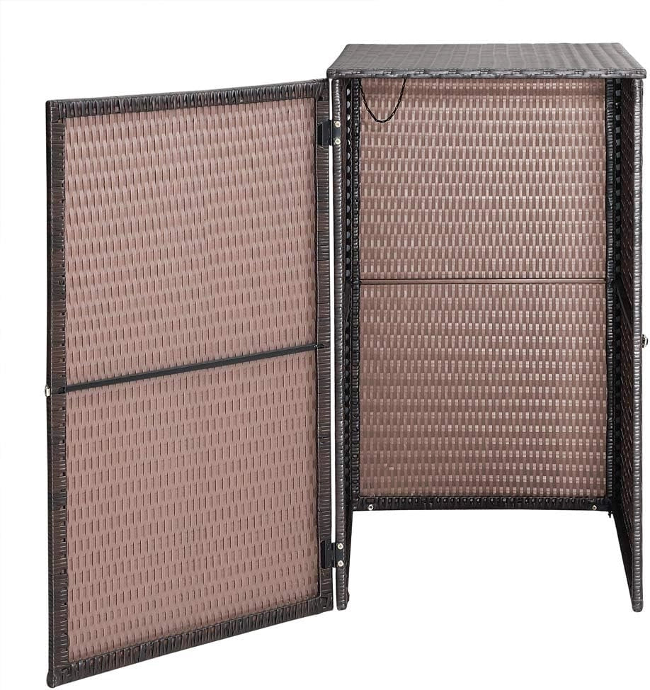 Box di Rivestimento per Cassonetti della Spazzatura fino a 240 L Coperchio Ribaltabile Polirattan