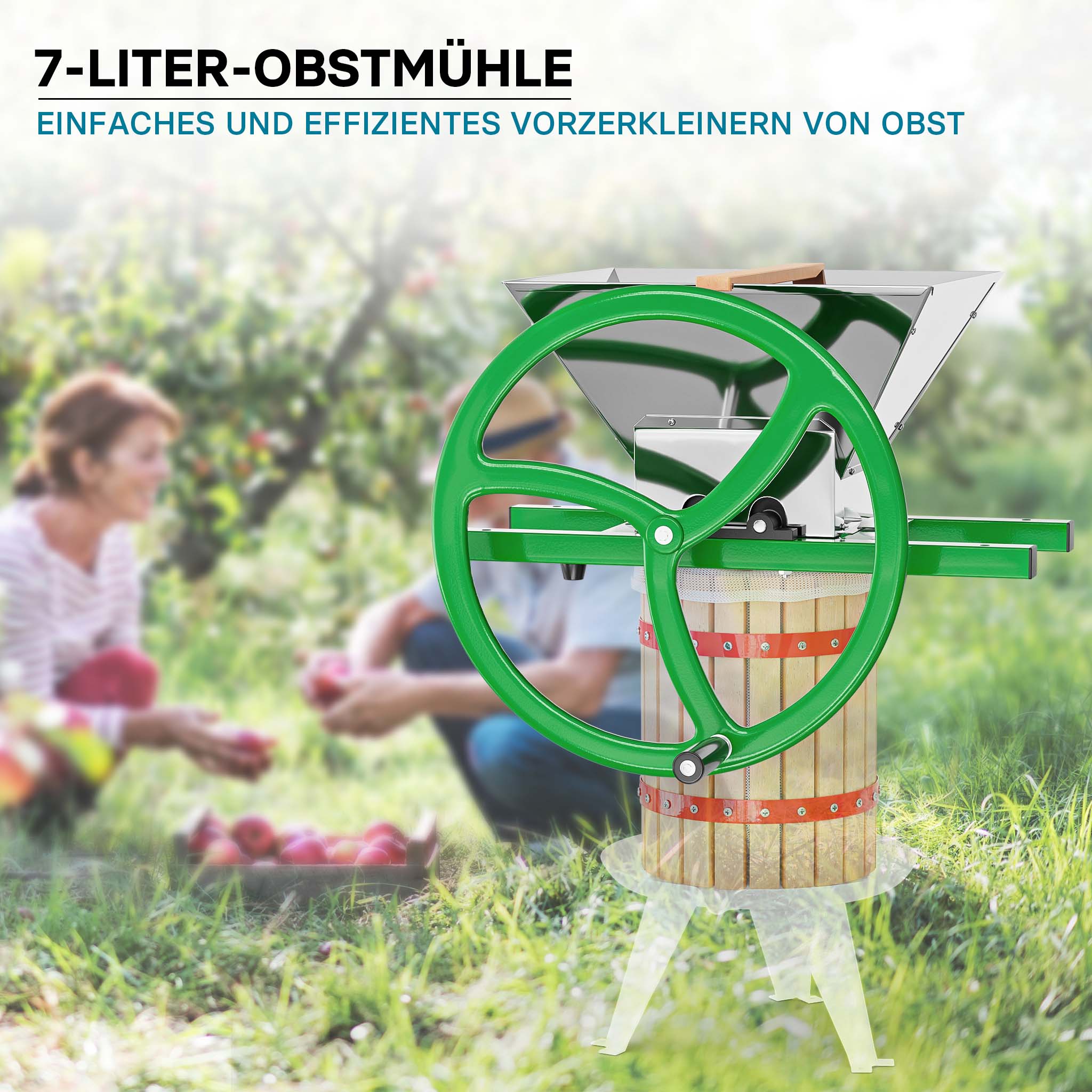 Mulino macina frutta manuale con tramoggia da 7 litri e manovella Trituratore