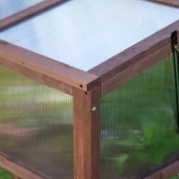 Mini Serra da Giardino Rialzata in Legno e Policarbonato con Tetto Apribile, 90x50x93cm