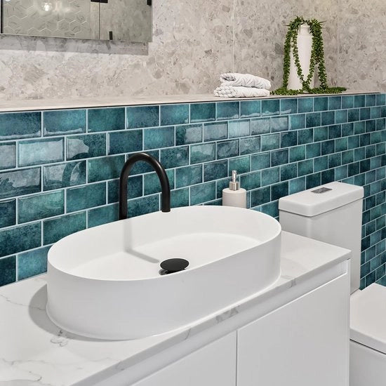 Tegelstickers decorativi autofissanti per cucina e bagno - verde - 10 pezzi