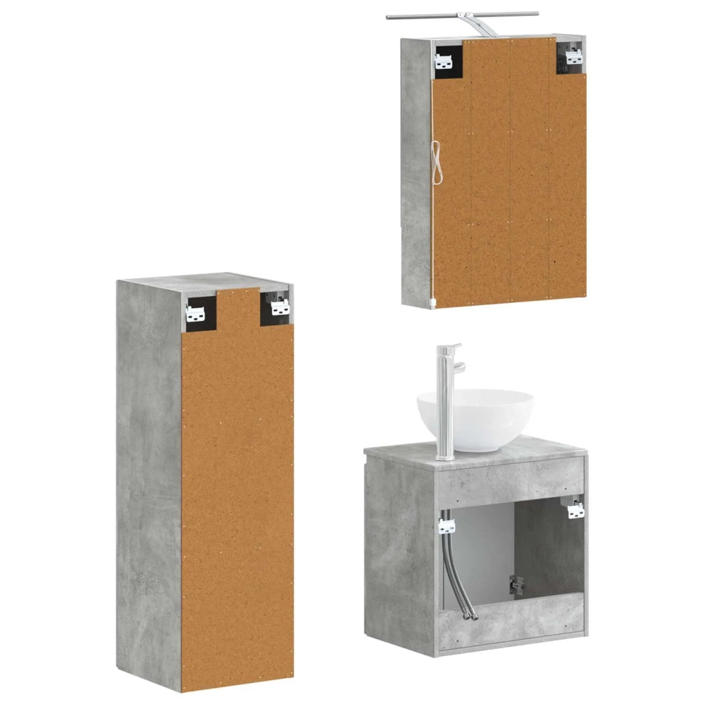 Set di mobili per il bagno 4 pcs Grigio Cemento 3407418
