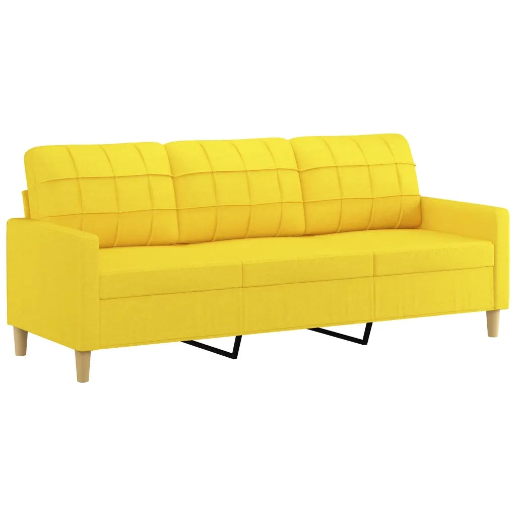 Set di Divani 3 pz con Cuscini Giallo Chiaro in Tessuto 3201263