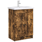 Mobiletto da Bagno | Armadio da bagno sotto il lavello Rovere Fumo