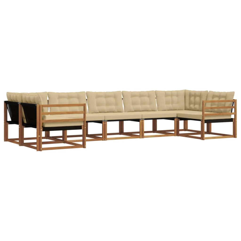 Set di divani da esterno con cuscino 7 pcs Naturale e Beige