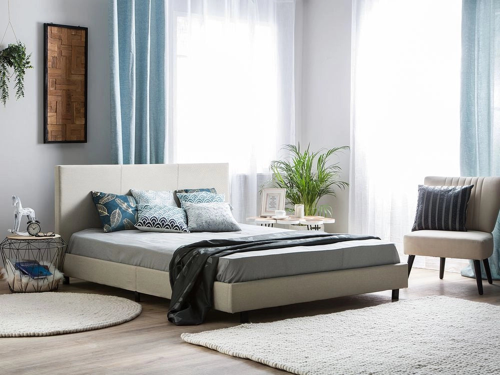 EU King Size Letto ad acqua tessuto beige 180 x 200 cm con materasso poggiatesta Design moderno