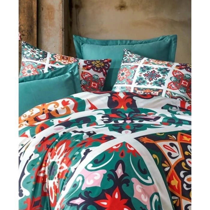 Completo letto - 1 copripiumino 220 x 240 cm + 2 federe 60 x 60 cm - 100% poliestere microsatin - Verde