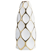 Vaso da fiori da tavola Bianco con gres porcellanato dorato 36 cm Geometrico moderno