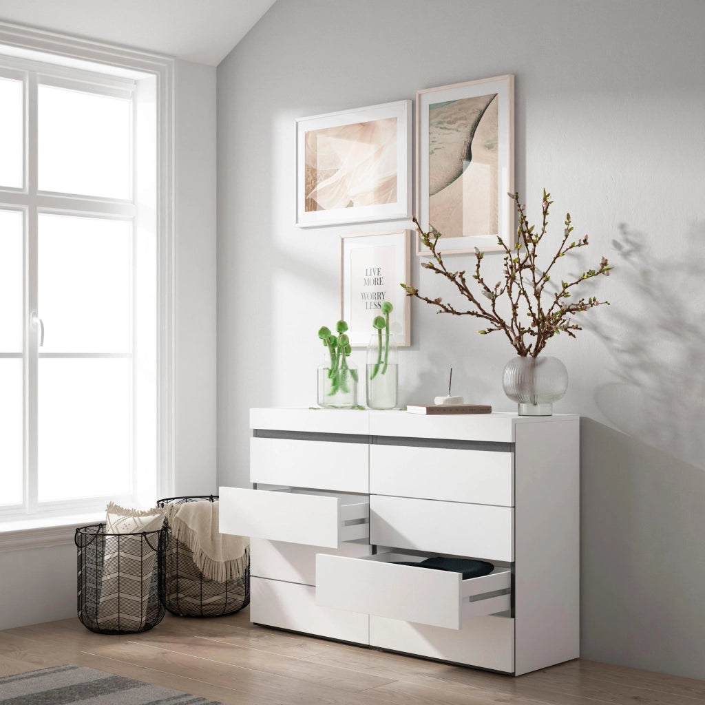 Cassettiera, 114x35x75cm, Camera da letto, Con Stoccaggio, Bianco e nero RF3422