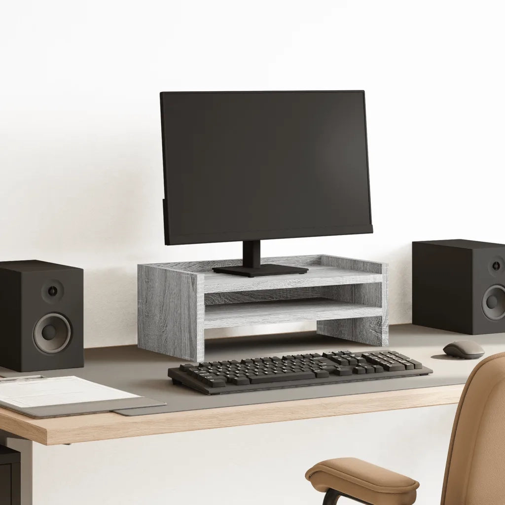 vidaXL Supporto per Monitor Grigio Sonoma 42x24x16 cm in Truciolato