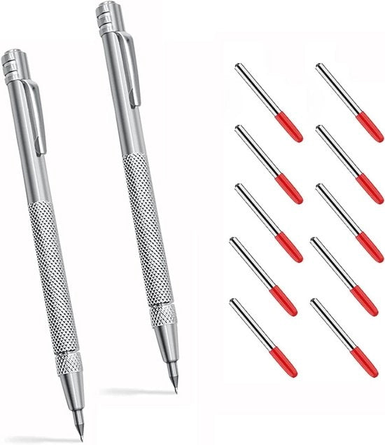 Cutter con Magnetico per Vetro, Lamina e Ceramica - Diamante - 10 Punti di Rimpiazzo - Marcatori a Punto Rosso