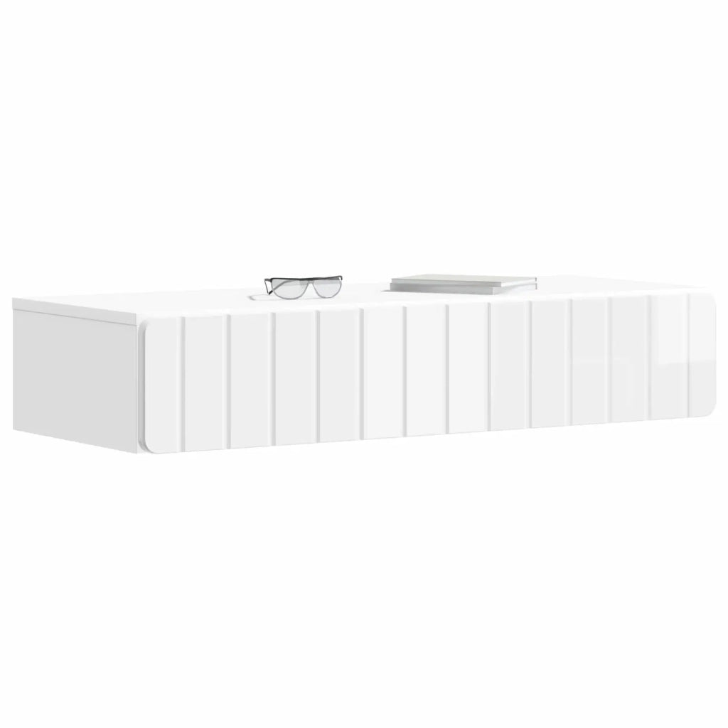 Tavolino da Parete Laterale Bianco Lucido 87,5 x 34,5 x 17 cm 898329