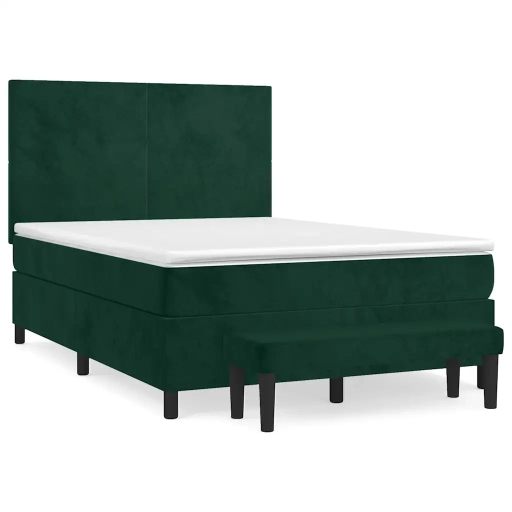 Giroletto a Molle con Materasso Verde Scuro 140x200 cm Velluto 3137728