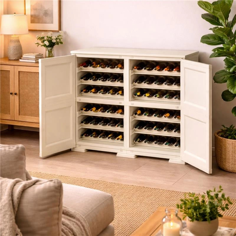 ARMADIO PORTABOTTIGLIE 48 BOTTIGLIE ANGORA 79X43X85,5 CM CON ANTA LISCIA – CANTINETTA MODERNA CHIUSA PER SOGGIORNO E ZONA PRANZO