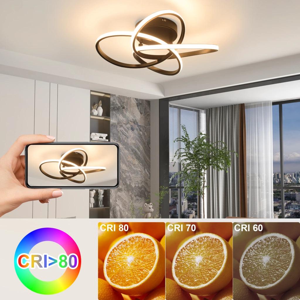 ZMH Lampada da soffitto plafoniera LED moderna design fiori neri 28W 3000K bianco caldo per cucina