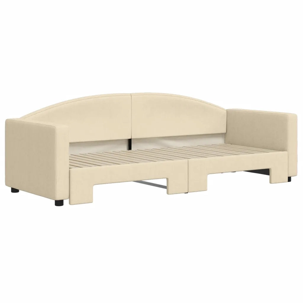 Divano Letto con Letto Estraibile Crema 80x200 cm Tessuto