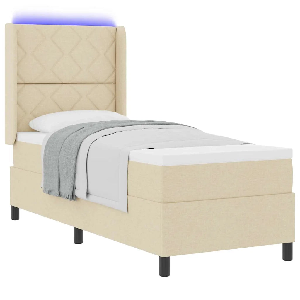 Letto a Sorgente LED con materasso Crema 80 x 200 cm Tessuto 3343537