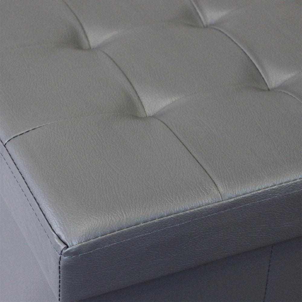 POUF CONTENITORE RETTANGOLARE IN ECOPELLE GRIGIO