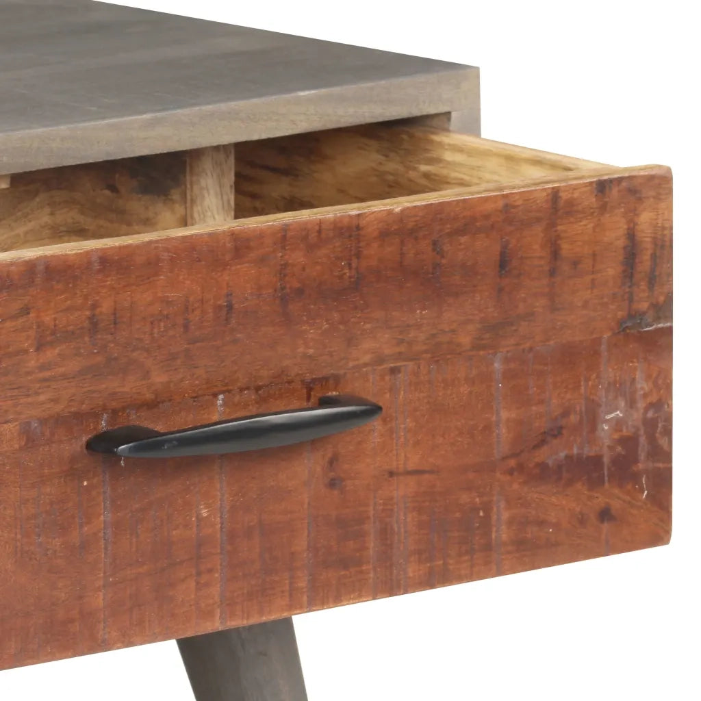 Tavolino Grigio 100x60x40 cm Legno Massello di Mango Grezzo 321808