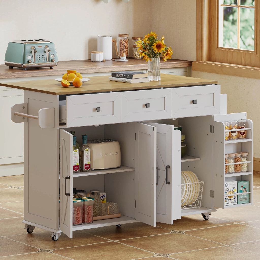 Isola da cucina mobile con piano pieghevole 140x43(70)x90,5 cm