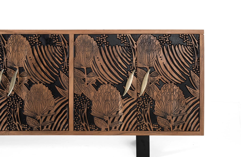 Credenza in massello di acacia e metallo